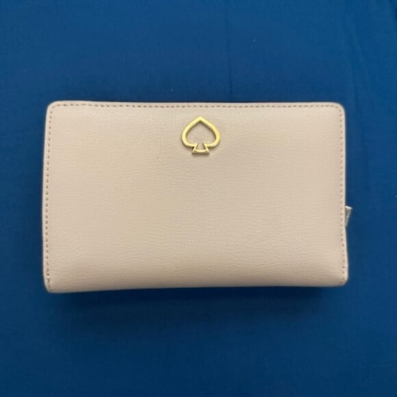 Kate Spade Adel Medium Warm beige Bifold Wallet Pink interior - Picture 1 of 6